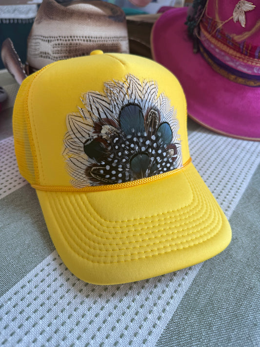 Honey Suckle Feather Trucker