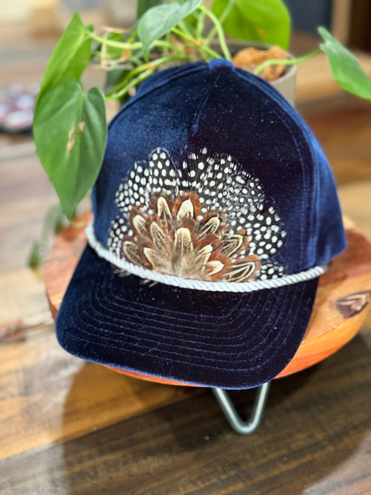 Blue velvet Feather Trucker